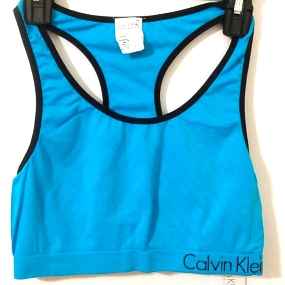 CALVIN KLEIN TURQUOISE  REVERSIBLE RACER-BACK  SPORTS BRA SIZE LARGE NWT